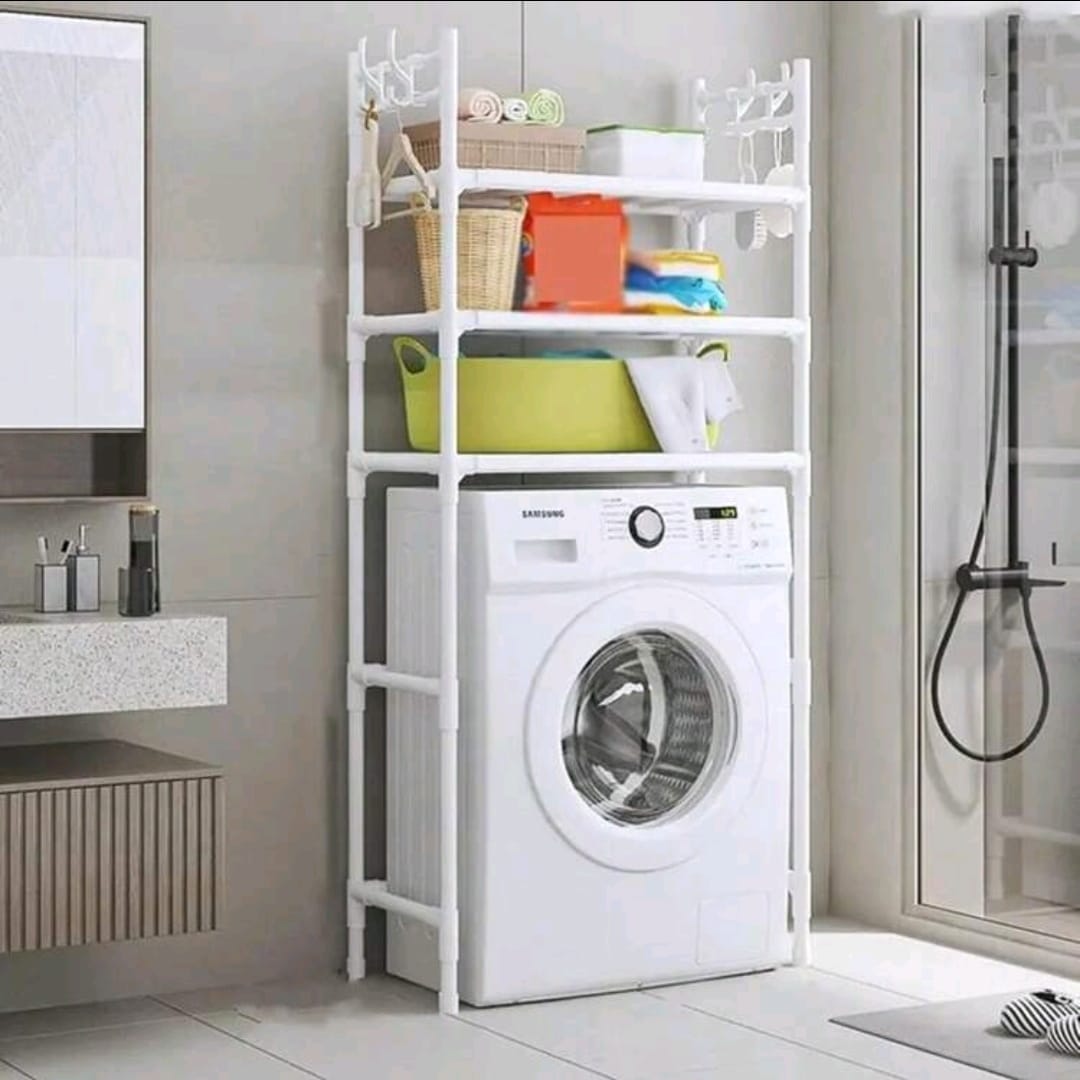 Estantería sobre Lavadora 3 Niveles negro y blanco